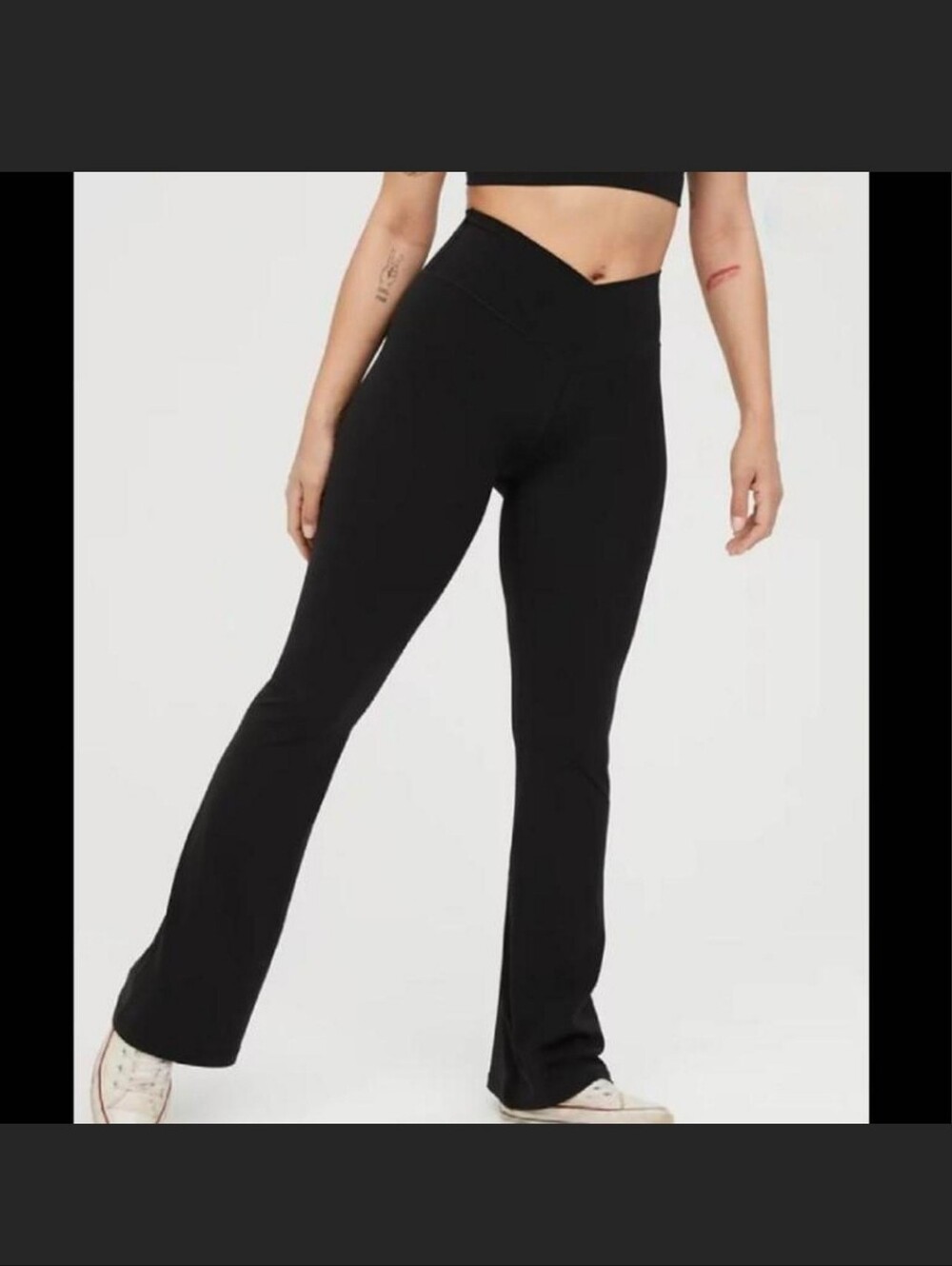aerie Black High-Rise Flare Leggings